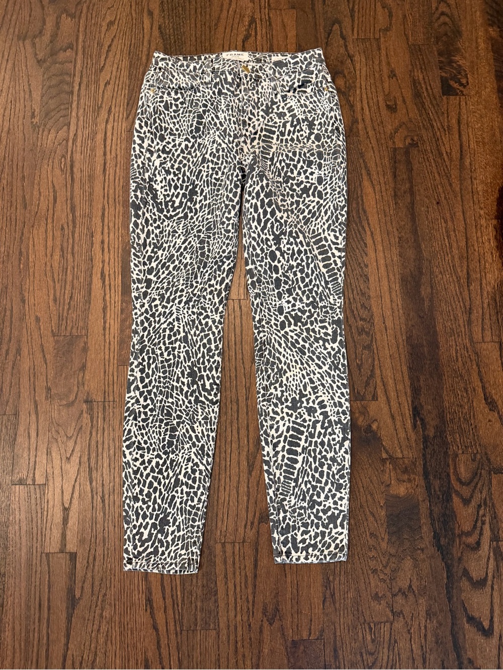 Frame Denim Black & White Printed Skinny Pants